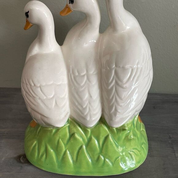 Vintage Hand Painted Ceramic Geese Duck Trio Decoration Spring Easter - Picture 3 of 8